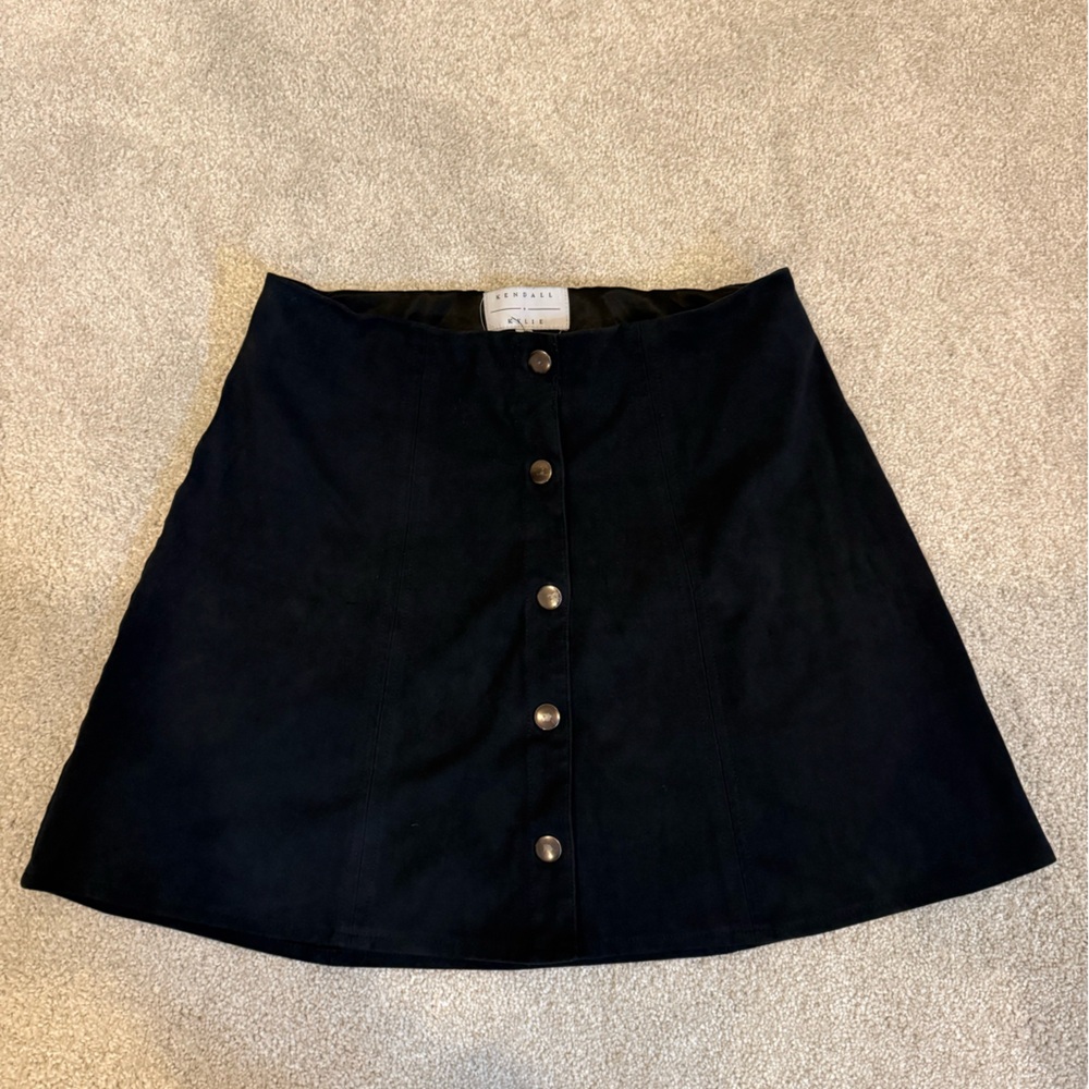 Kendall & Kylie Black Button-Front A-Line Mini Skirt
